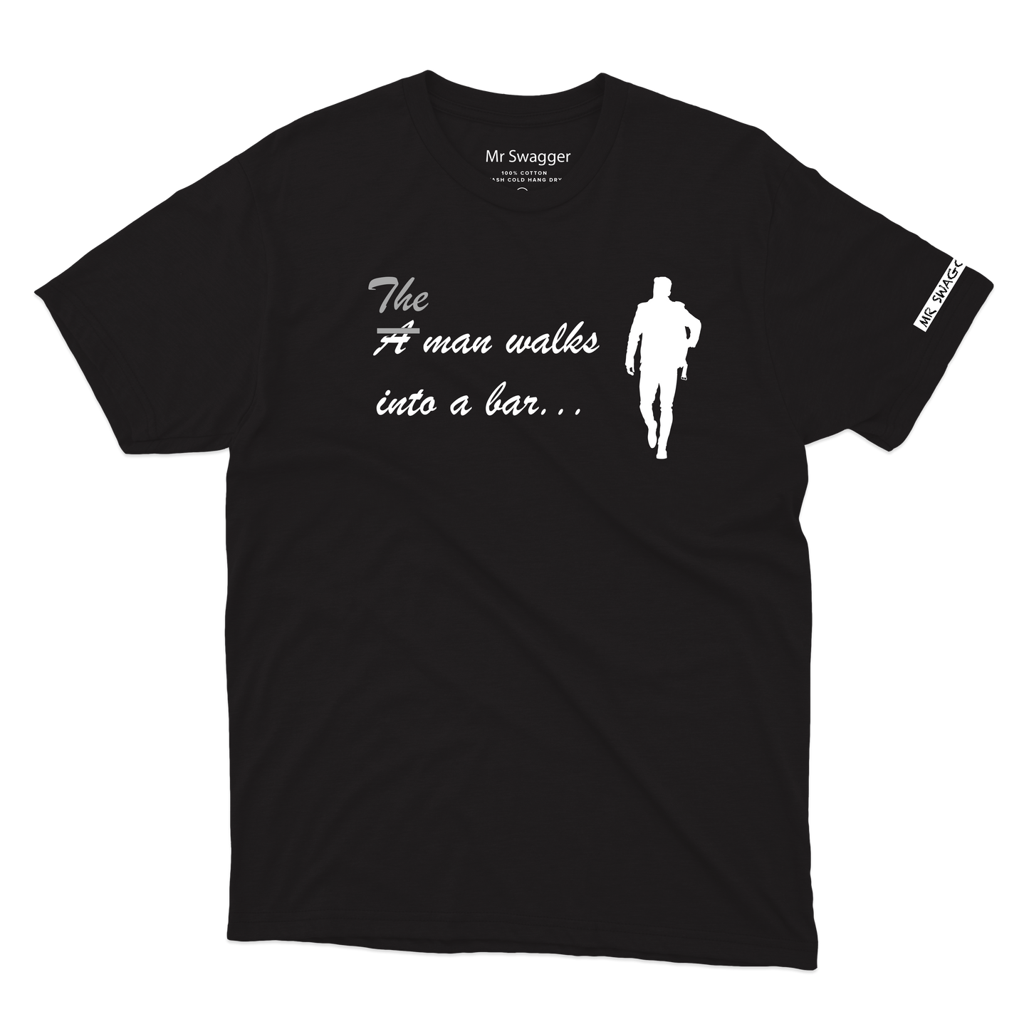 A man walks into a bar Tee Black