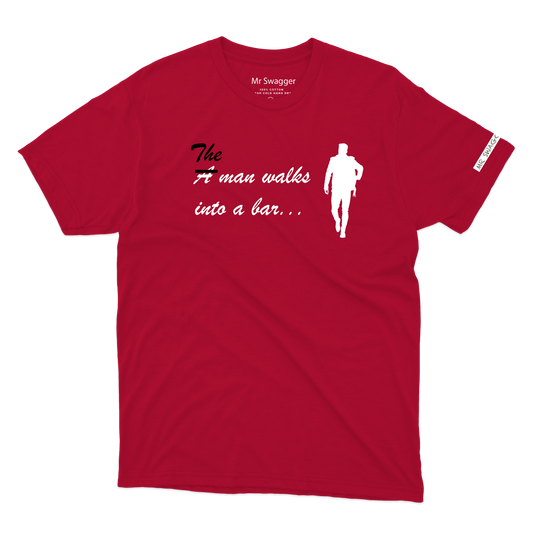 A man walks into a bar Tee Red